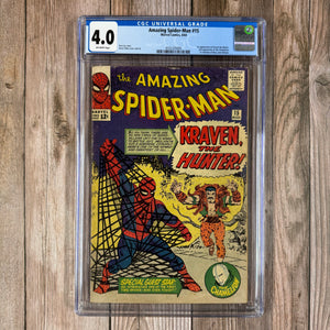 Amazing Spider-Man #15 CGC 4.0 1st appearance of Kraven the Hunter, 2nd appearance of the Chameleon (Cert 5005)