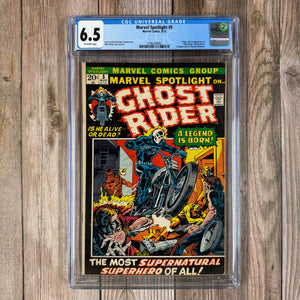 Marvel Spotlight #5 CGC 6.5 1st appearance and origin of Ghost Rider (Johnny Blaze), 1st appearance of Roxanne Blaze (Cert 9002)