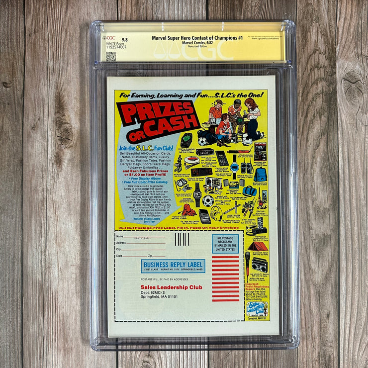 Marvel Super Hero Contest of Champions #1 CGC 9.8 WP SS 7XSigned , 1st Marvel limited series; 1st appearance of Peregrine, Talisman, Collective Man, Blitzkrieg, Defensor & Shamrock, NEWSSTAND EDITION(Cert:4007)