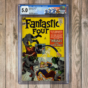 Fantastic Four #2 CGC 5.0 Custom Label, 1st Appearance of the Skrulls (Cert 8001)