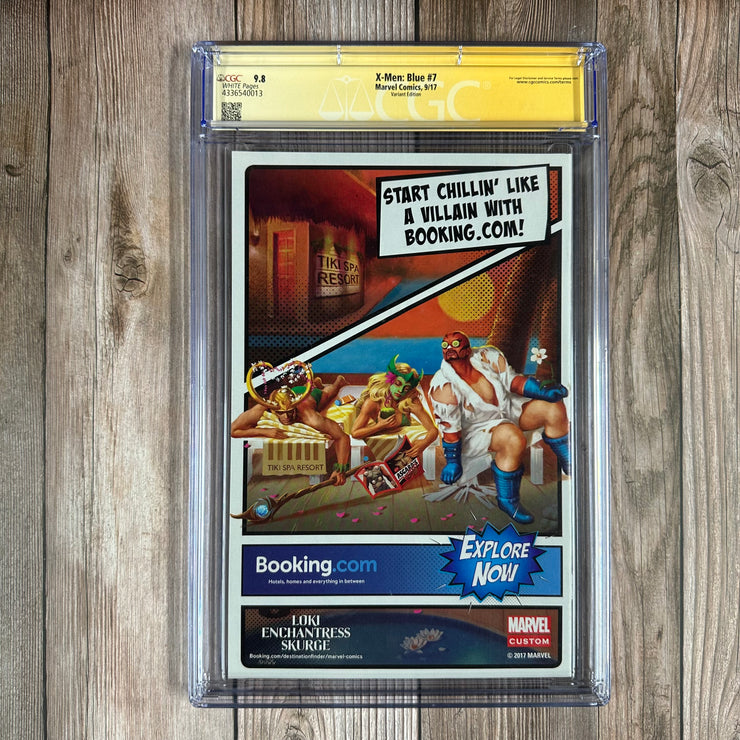 X-Men: Blue #7 CGC 9.8 WP SS Signed by Catherine Disher & Jim Lee, "X-Men Trading Card" variant cover (Cert:0013)