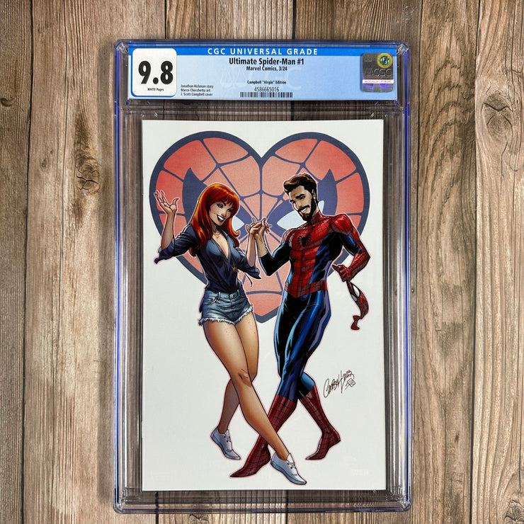 Ultimate Spider-Man #1 CGC 9.8 WP 1:500 Virgin Variant Cover by J. Scott Campbell, 1st appearance of Richard Parker II (Cert:5010)