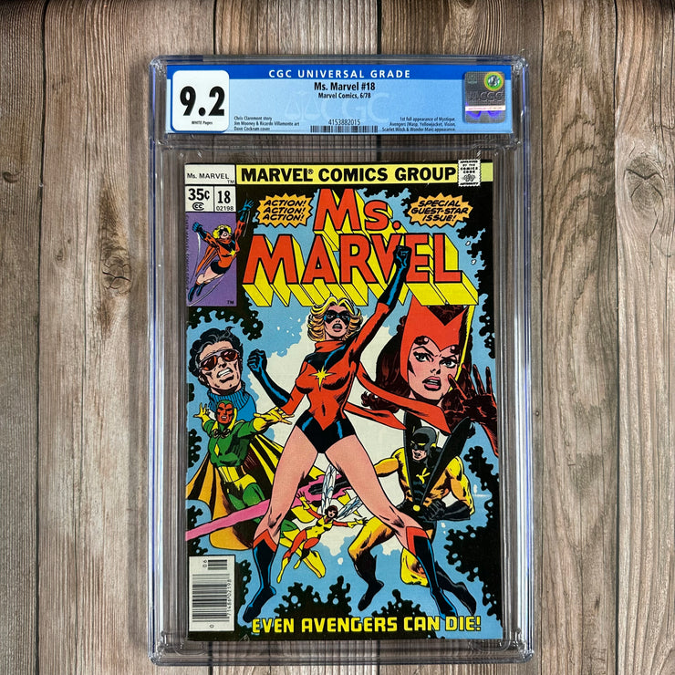 Ms. Marvel #18 CGC 9.2 WP 1st full appearance of Mystique, revealed without disguise