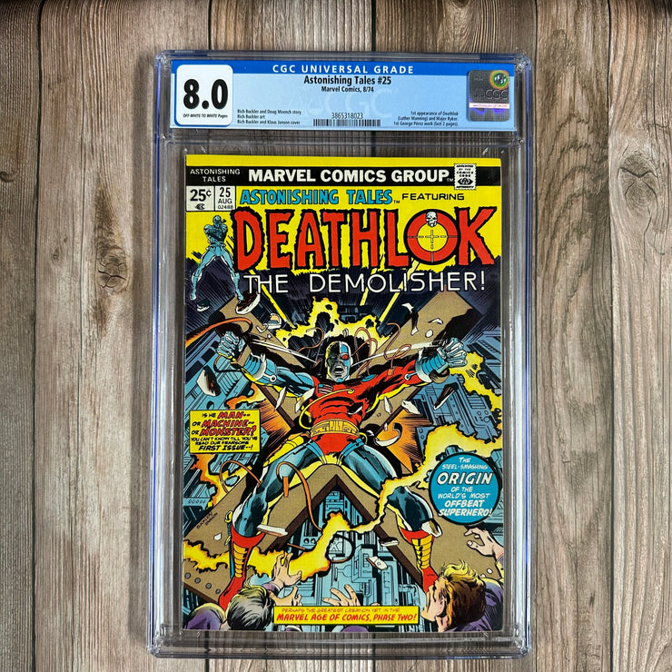 Astonishing Tales #25 CGC 8.0 1st appearance of Deathlok, Luther Manning, and Major Ryker, 1st published artwork for Marvel by George Perez