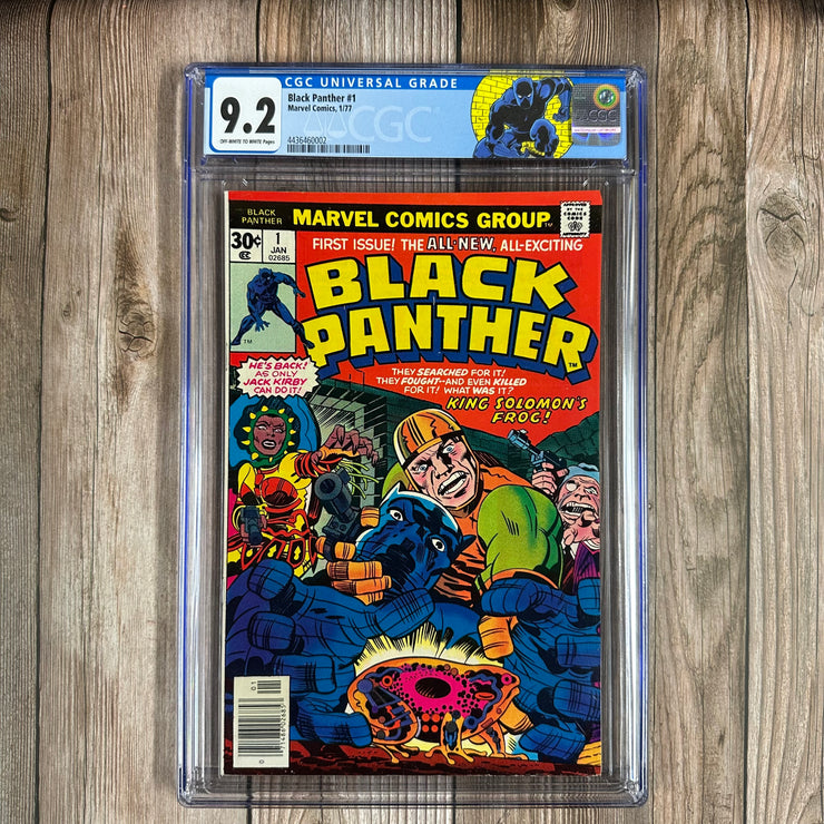 Black Panther #1 CGC 9.2 Custom Label, 1st ongoing Black Panther solo title; 1st team appearance of the Collectors: Abner Little and Princess Zanda