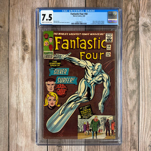 Fantastic Four #50 CGC 7.5 ICONIC cover art by Jack Kirby, Classic Silver Surfer vs Galactus battle (Cert 0011)