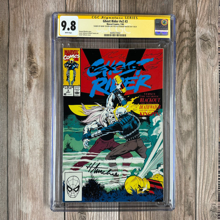 Ghost Rider #3 CGC 9.8 WP SS Signed by Mark Texeira and Signed by Howard Mackie, Cover by Javier Saltares