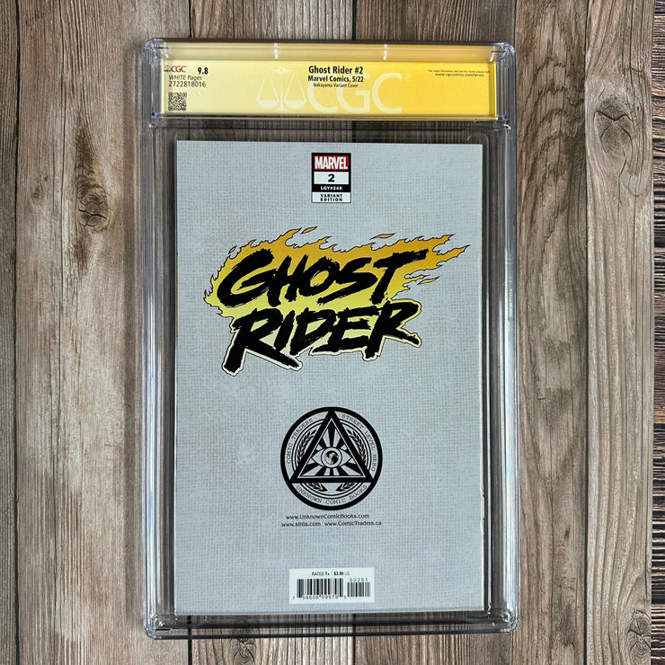 Ghost Rider #2 CGC 9.8 WP SS Signed & Sketched by Mark Texeira, Signed by David Nakayama, Benjamin Percy, and Roy Thomas, Store Exclusive Cover Art by David Nakayama