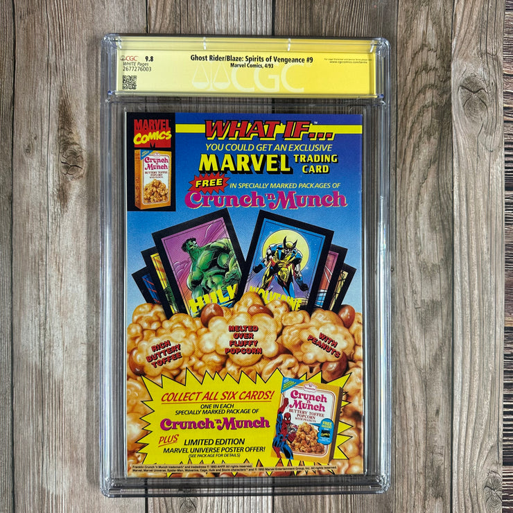 Ghost Rider / Blaze: Spirits of Vengeance #9 CGC 9.8 WP SS Signed by Adam Kubert,  Cover Art by Adam Kubert, 1st appearance of Michael Badalino as Vengeance