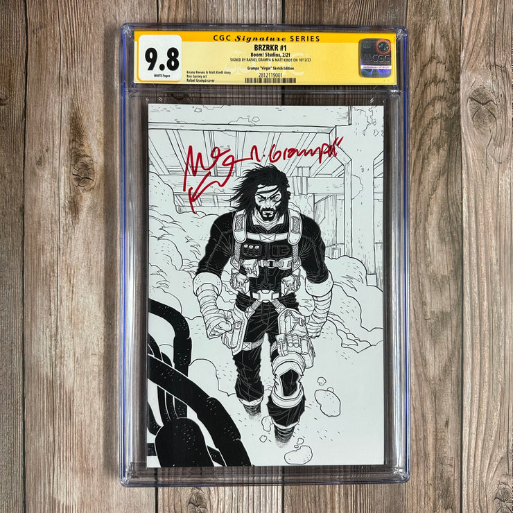 BRZRKR #1 CGC 9.8 WP CGC SS Signed by Rafael Grampá & Matt Kindt Grampa, 1:100 Grampa "Virgin" Sketch Edition   (cert:9001)