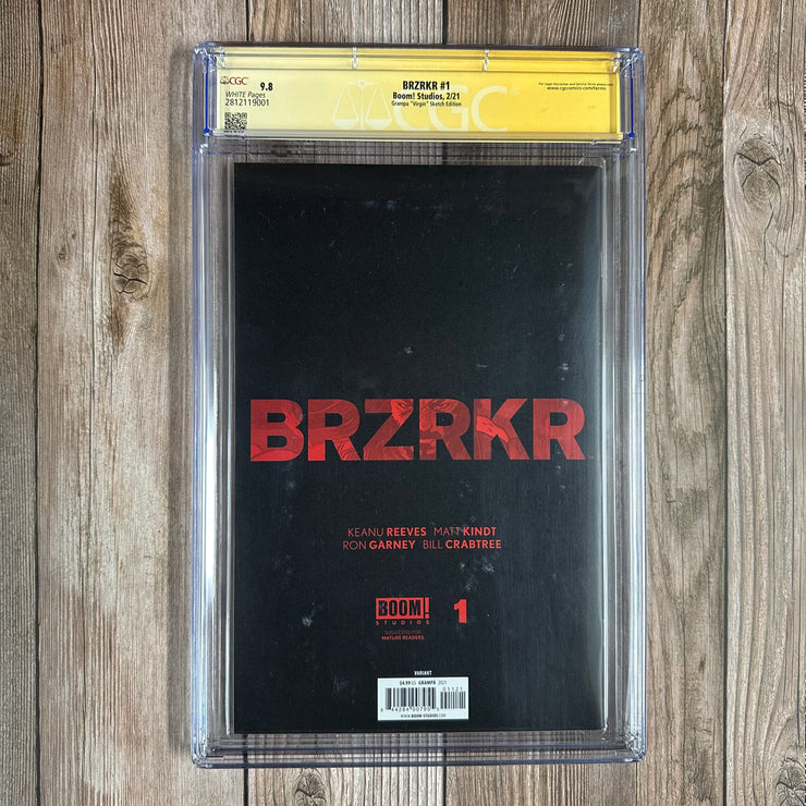 BRZRKR #1 CGC 9.8 WP CGC SS Signed by Rafael Grampá & Matt Kindt Grampa, 1:100 Grampa "Virgin" Sketch Edition   (cert:9001)
