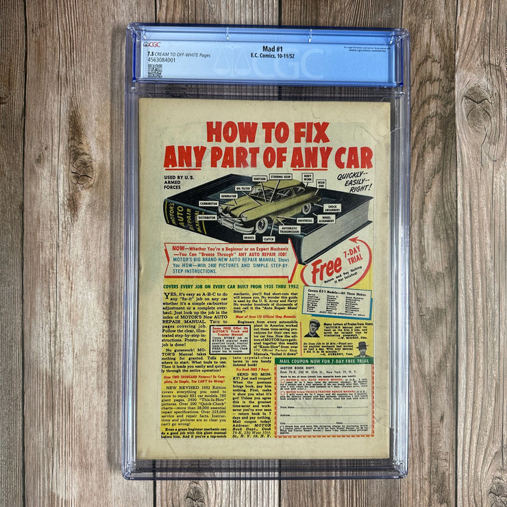 Mad #1 CGC 7.5 Premiere issue of the long-running satirical magazine,1st satire comic. *Trade Avail.