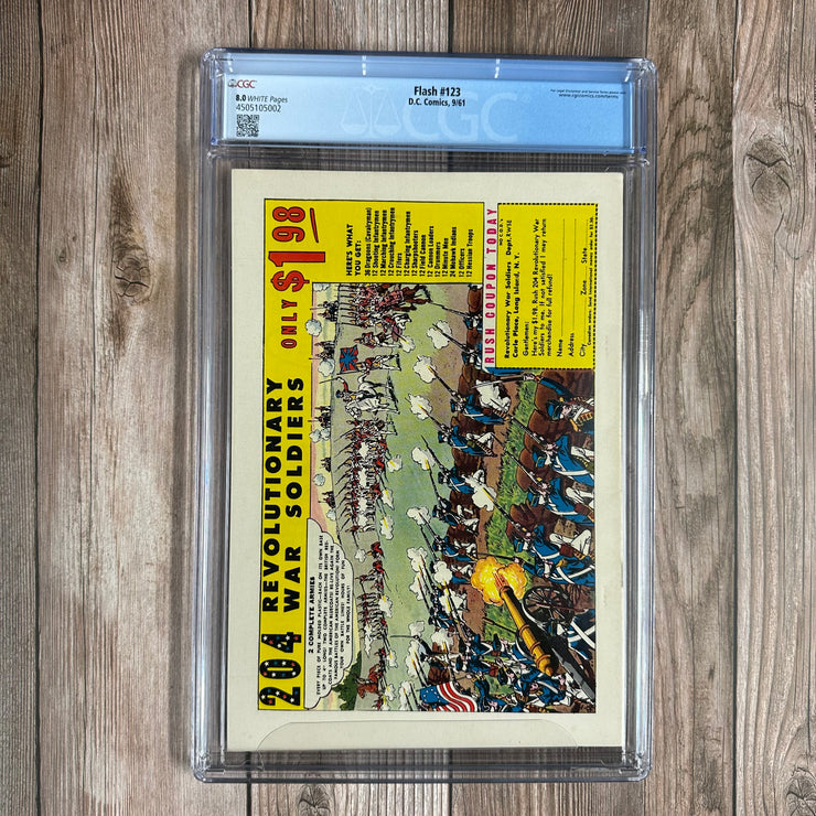 Flash #123 CGC 8.0 WP 1st appearance of the Golden Age Flash in the Silver Age, key issue of the Multiverse concept, 2nd appearance of The Shade, first mention of Earth-2 *Trade Avail.
