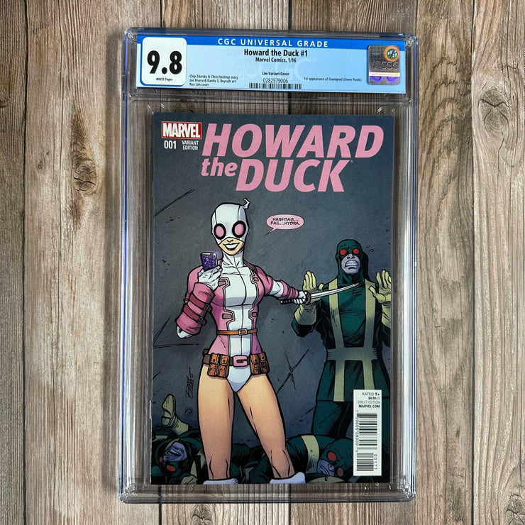Howard the Duck #1 CGC 9.8 WP 1:25 Variant Cover by Ron Lim 1st Gwenpool in-story, Wolverteeny (Weapon II) & Shocket Raccoon