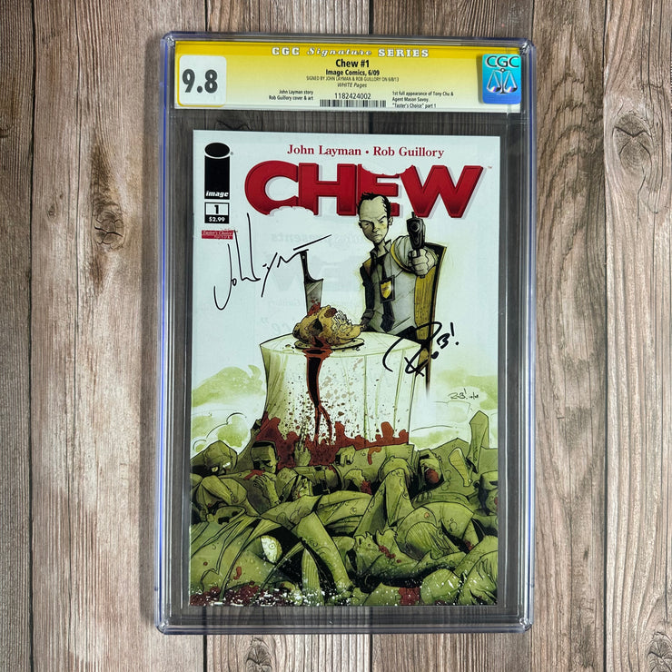 Chew #1 CGC 9.8 WP CGC SS Signed by John Layman & Rob Guillory ,1st full appearance of Tony Chu, Agent Mason Savoy