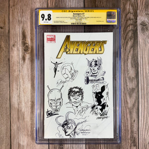 Avengers #7 CGC 9.8 WP SS Signed and Sketched by Bob Layton, Joe Sinnott, Mark Texeira, Herb Trimpe, Dexter Vines, Steve Epting and Clay Mann Sketch Edition (Cert 9012)