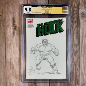 Incredible Hulk #1 CGC 9.8 WP Authenticated Signature of Herb Trimpe with Sketch On Cover, Sketch Edition Partial Blank Cover(Cert 4003)