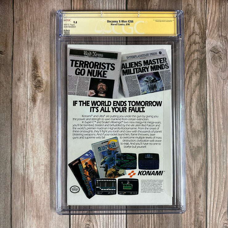 Uncanny X-Men #266 CGC 9.4 WP SS Signed & Sketched by Joe Rubinstein; Signed by Chris Claremont, Frank Miller, Glynis Oliver, Tom Orzechowski & Roy Thomas, 1st full appearance and 1st cover of Gambit