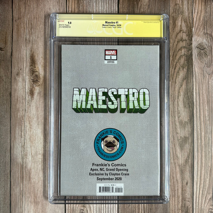 Maestro #1 CGC 9.8 WP SS Signed by Clayton Crain, Frankie's Comics "Virgin" Edition Cover by Clayton Crain Origin of Maestro, Hulk 100 years in the future (cert:4018)