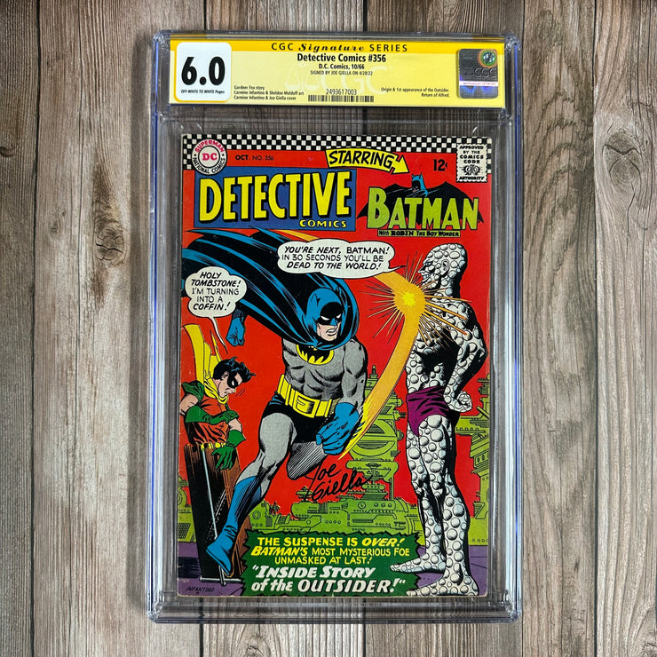 Detective Comics #356 CGC 6.0 WP SS Signed by Joe Giella, 1st full Outsider (origin revealed as Alfred after death & resurrection) (cert:7003)
