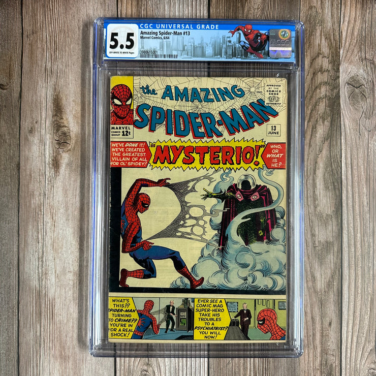 Amazing Spider-Man #13 CGC 5.5 Custom Label, 1st appearance of Mysterio (Quentin Beck in costume)