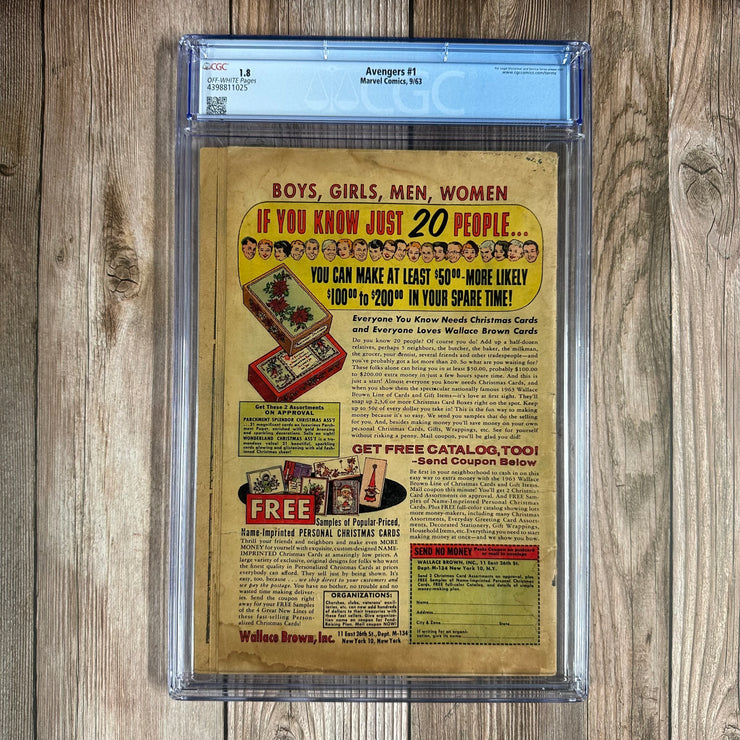 The Avengers #1 CGC 1.8 1st team appearance and origin of the Avengers (Hulk, Iron Man, Wasp, Thor & Ant-Man)