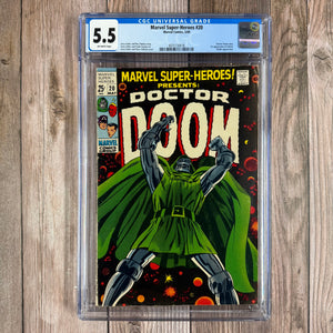 Marvel Super-Heroes #20 CGC 5.5 ICONIC Cover art by Larry Lieber, 1st Appearance of Valeria, 1st Solo Doctor Doom Story (Cert 0018)