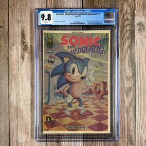 Sonic the Hedgehog Promotional Supplement #1 CGC 9.8 WP Distributed as Sega promotional &amp; insert in DC Comics from December 1991.(Cert 6011)
