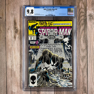 Web of Spider-Man #32 CGC 9.8 WP ICONIC Cover Art by Mike Zeck and Bob McLeod Kraven's Last Hunt Part 4 (Cert 3005)