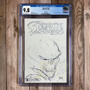 Spawn #150 CGC 9.8 WP Sketch Variant Cover Art by Todd McFarlane, 1st appearance of Disciple & The Man of Miracles (Cert 9002)