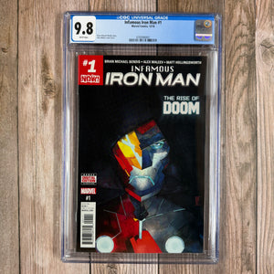 Infamous Iron Man #1 CGC 9.8 WP Doctor Doom Becomes Iron Man, Tony Stark AI Debut (Cert 6001)