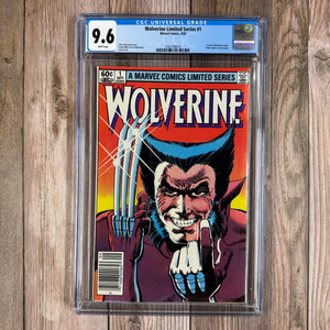Wolverine Limited Series #1 CGC 9.6 WP ICONIC Cover art by Frank Miller and Joe Rubinstein,  First solo Wolverine title NEWSSTAND EDITION (cert 0010)
