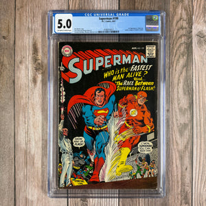 Superman #199 CGC 5.0 1st Superman vs Flash Race (Tie) Classic Silver Age DC crossover moment (Cert 6017)