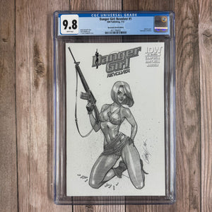 Danger Girl: Revolver #1 CGC 9.8 WP Newcomix Black & White Sketch Edition Cover Art by J. Scott Campbell (Cert 6002)