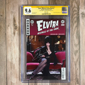 Elvira: Mistress of the Dark #1 CGC 9.6 WP SS Signed by Cassandra Peterson,  Cassandra Peterson photo cover. (Cert 4001)
