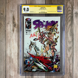 Spawn #9 CGC 9.0 WP SS Signed by Neil Gaiman 1st Appearance of Angela, Medieval Spawn and Cogliostro (Cert 5001)