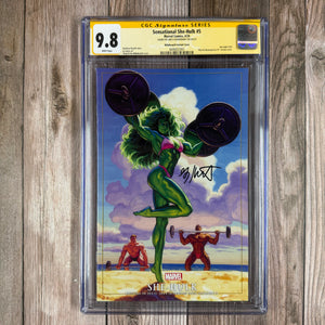 Sensational She-Hulk #5 CGC 9.8 WP SS Signed by Greg Hildebrandt 1:50 Variant Cover Art by Greg and Tim Hildebrandt "Marvel Masterpieces III" variant cover(Cert 2001)