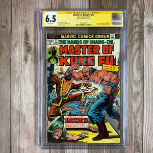 Master of Kung Fu #17 CGC 6.5 WP SS Signed by Simu Liu 3rd Appearance of Shang-Chi, 1st Appearance of Black Jack Tarr (Cert 2001)