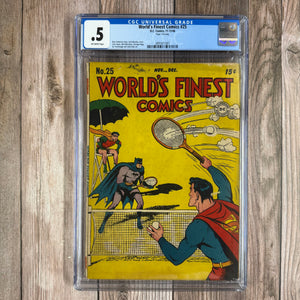 World's Finest Comics #25 CGC 0.5 Cover Art by Jack Burnley, Page 1 missing. (Cert 1001)
