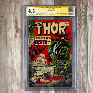 Thor #150 CGC 4.5 SS Signed by Tom Hiddleston and Chris Hemsworth, 1st Cover Appearance of Hela, Origin of the Inhumans, Origin of Triton (Cert 0001)