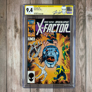 X-Factor #6 CGC 9.4 WP Custom Label, SS Signed by Stan Lee 1st Full Appearance of Apocalypse (Cert 4014)
