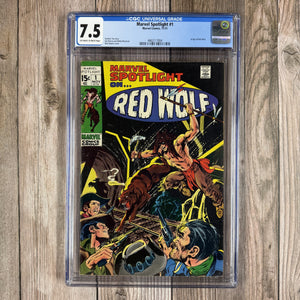 Marvel Spotlight #1 CGC 7.5 1st appearance and origin of the second Red Wolf, John Wakeley, a force for peace in the Old West (Cert 7004)
