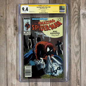 Amazing Spider-Man #308 CGC 9.4 WP SS Signed by Todd McFarlane, Newsstand Edition Cover and interior art by Todd McFarlane featuring Spider-Man versus Taskmaster (Cert 6002)