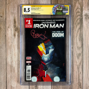 Infamous Iron Man #1 CGC 8.5 WP SS Brian Michael Bendis (Cert 5001)