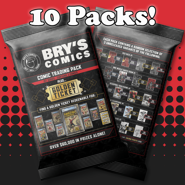 Bry's Comics 10 Pack! PRE-SALE Bry's Comics Trading Pack! Chance at an Amazing Fantasy 15, Rare Variants & Golden Tickets!