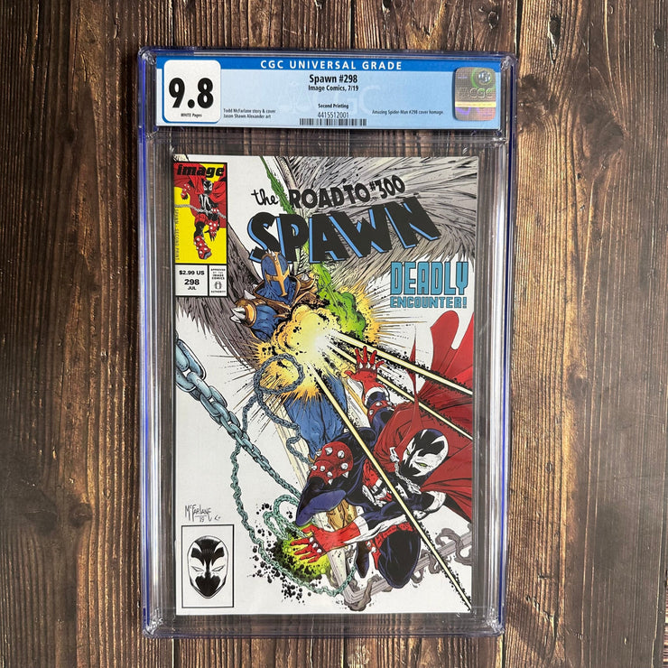 Bry's Comics 6Boxes- Spawn #298 CGC 9.8 WP, Second Printing, Variant virgin cover art by Todd McFarlane