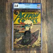 Bry's Comics Action Comics #54 (1942) CGC 3.0 WWII Cover