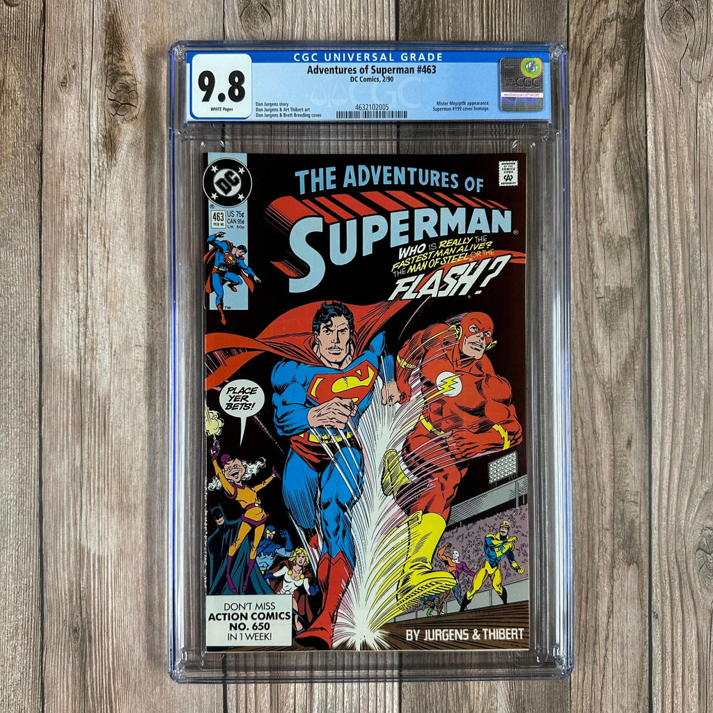 Bry's Comics Adventures of Superman #463 CGC 9.8 WP 4th Superman vs. Flash race, 1st race against Wally West