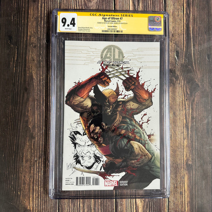 Bry's Comics Age of Ultron #7 CGC 9.4 WP Signature Series Signed and Sketched by Leinil Francis Yu Variant Edition