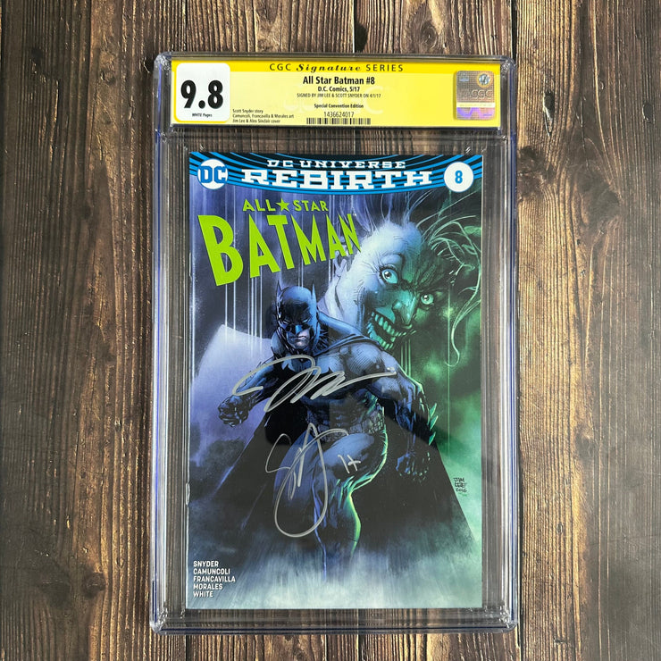 Bry's Comics All Star Batman #8 CGC 9.8 WP, Signature Series, Signed by Jim Lee and Scott Snyder !!